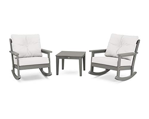 Vineyard 3-Piece Deep Seating Rocker Set (Slate Grey / Textured Linen)