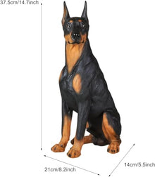 GeRRiT Realistic Doberman Dog Statue, Animal Memorial Figurines, Resin Sculpture Waterproof, Decorated in Outdoor Home Courtyard Grass,Sitting Garden Ornaments,