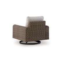 Signature Design by Ashley Angel Island Outdoor Rocking Chair, 360-Degree Swivel Lounge Comfort, Aluminum Frame Resin Wicker With Nuvella Fabric For Patio Porch Deck