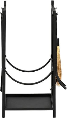 GenSDH Log Store Firewood Rack Wrought Iron Fire Wood Rack Outdoor Black 33 Inches