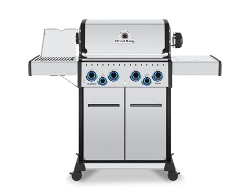 Broil King 677344 Baron S 490 Pro IR 4-Burner Pellet Ready Propane Gas Grill in Stainless Steel with Infrared Infrared Side Burner and Rear Rotisserie Burner