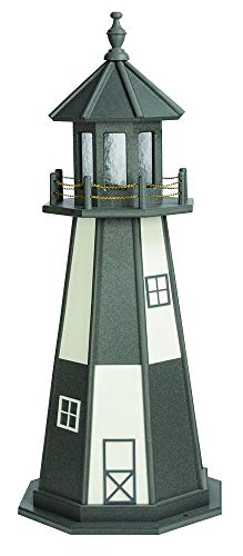 DutchCrafters Decorative Wooden Lighthouse, Standard Light Bulb, Cape Henry Style - Amish Made in USA (Green/White, 4 Foot)