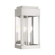 Livex Lighting 21235-91 York 2 Light Outdoor Wall Lantern, Brushed Nickel with Brushed Nickel Stainless Steel Reflector