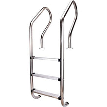 Swimming Pool handrails, Stainless Steel Swimming Pool Entrance with 3 Steps, Grained Anti-Skid Pedals, Strong Load-Bearing, for Commercial and Private use 150cm