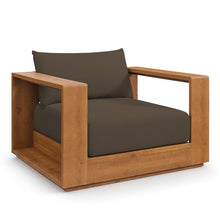 Modway Tahoe Acacia Wood Outdoor Patio Chair in Natural Cocoa with Weather-Resistant Cushions - Ideal as Club Chair or Outdoor Dining Chair