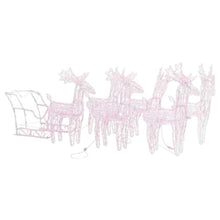 320 LED Reindeer and Sleigh Christmas Decoration Set, Glowing Acrylic Holiday Yard Ornament with 8 Lighting Modes, Weather-Proof Indoor Outdoor Display, Warm White