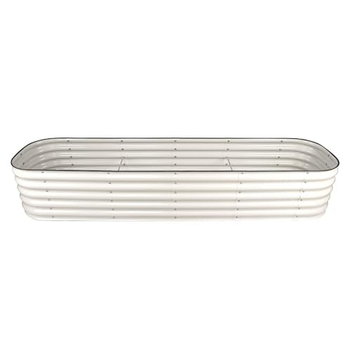 YUHANG Raised Garden Bed Kit,Multi-Size Minimalist Outdoor Planter,Large Bottomless Metal Raised Planter Box,Weather Resistant,for Growing Herbs,Fruits and Flowers,60-240cm (White,240×60×43cm)