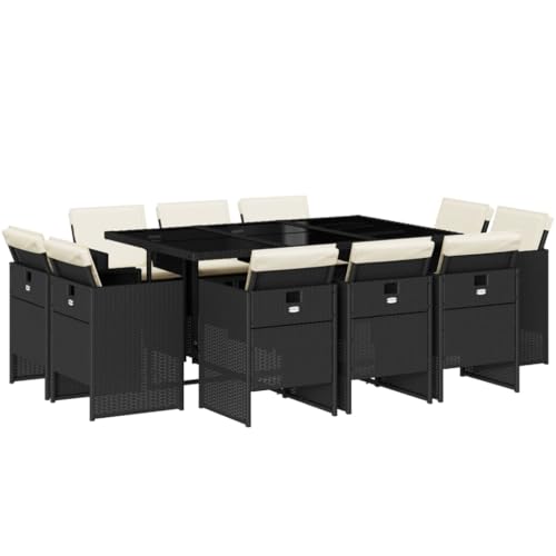 AMBERARD Patio Dining Set Set of 10 Black Furniture Set