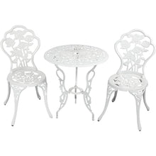 DUYHBAWRS 3-Piece Flower Designed Bistro Table Set with 2 Chairs Outdoor Cast Aluminum Garden Furniture