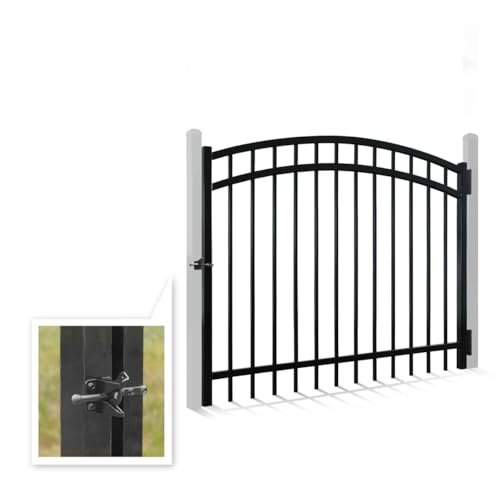 Fencer Wire Heavy Duty Arched Decorative Fence Gate, 4FT Height x 5FT Width Outdoor Fence Gate, Outdoor Anti-Rust Metal Steel Gate for Fencing Barrier, Garden Gate with Gate Lock