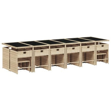 LPERTGFHU 17 Piece Patio Dining Set, Poly Rattan Outdoor Furniture, 16-Seater Garden Table and Chairs with Cushions, Space Saving Cube Design, Beige