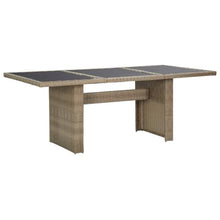 WEHUOSIF Brown and Black PE Rattan Dining Table with Tempered Glass Top and Powder-Coated Steel Frame for Patio Table and Outdoor Dining
