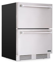 NewAir 24” Dual Zone Outdoor Beverage Fridge and Freezer | Freestanding or Built-In Under counter Refrigerator for Outside Patio | Dual Drawers that Refrigerate and Freeze | Stainless Steel