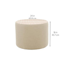 FDP 24" Round Oversized Outdoor Ottoman Featuring Sunbrella Two-Tone - Weather-Resistant, Fade-Resistant, Fully Assembled Patio Furniture for Backyard or Poolside Seating, 18" H - Flax/Sand