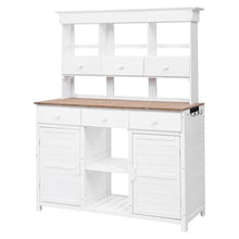 65.7'' H Tall Garden Potting Bench Table with Hutch,Patio Storage Workstation with 3 Shelves,6 Drawers,2 Bottom Cabinets&Side Hooks for Mudroom,Doorway (White, 65.7'')