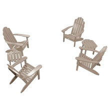 highwood Classic Westport Adirondack 6pc Set, Includes 4 Adirondack Chairs and 2 with Side Tables, Woodland Brown