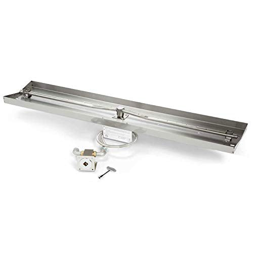 HPC Fire Match Light Gas Fire Pit Kit, 49x8-Inch Pan 48-Inch Burner, Propane for Bulk Tank (TOR-MLFPK49X8-L-FLEX-LP)