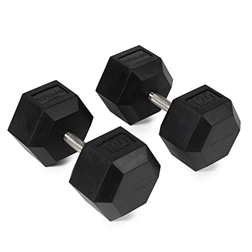 Titan Fitness 120 LB Pair Black Rubber Coated Hex Dumbbells