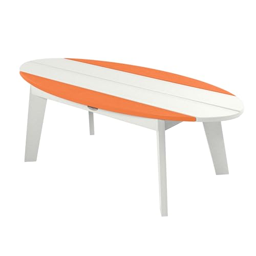 highwood Shoreline Surfboard Coffee Table, White/Citrus Orange