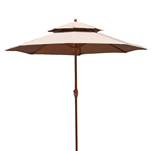 3WWWQMAA8 9ft/2.7m Patio Umbrella, Yard Market Table Umbrella Double Parasol with Vent and Iron Pole, Sunshade Umbrella for Outdoor Garden