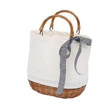 ASWRTYJO Portable Woven Stitching Storage Basket Shopping Bag Wicker Rattan Storage Basket Fruit Food Picnic Basket