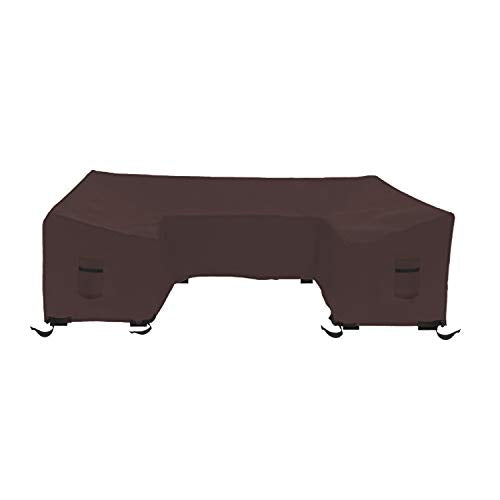 Patio U Shape Sofa Cover 18 Oz Waterproof - 100% UV & Weather Resistant Customize Outdoor Sofa Cover with Air Pockets and Drawstrap with Snug Fit (33" H x 150" W x 40" D, Coffee)