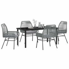 FUDUGEHMIOFWFJJ Grey Poly Rattan Garden Dining Set 5 Pcs with Cushions, Outdoor Patio Furniture Set for 4 Person, Modern All Weather Rattan Table and Chairs with Tempered Glass Top, Easy Assembly