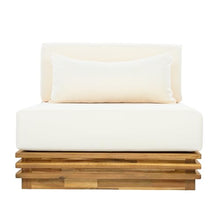 Merax Oversized Outdoor Club Chair with Acacia Wood Frame, Natural Finish & Beige Cushions, Patio Lounge Chair for Garden, Deck & Poolside