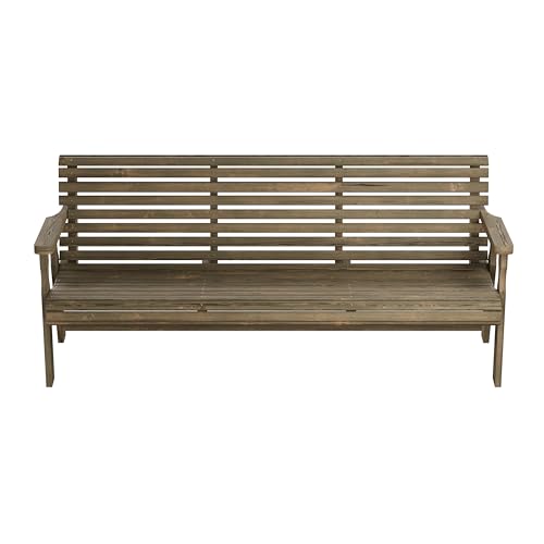 Amish Casual Heavy Duty 6 Foot Roll Back Outdoor Bench in Dark Walnut Stain - Amish Made in The USA from Treated Pine for Outdoor Durability, 700 Lb Weight Capacity