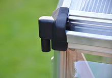 Palram Canopia 6x8 Greenhouse Walk-In UV Polycarbonate Heavy Duty Aluminum Lockable Door Adjustable Roof Vent Silver with Plant Hangers