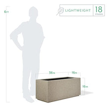 PolyStone Argentine Modern Outdoor/Indoor Rectangular Trough Planter - 36" x 16" x 16" H - Lightweight Weather Resistant Stone-Look Resin Planter - Commercial & Residential - Sandstone Granite