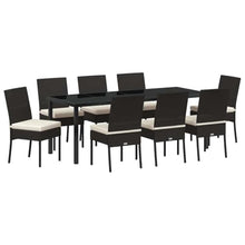 LKJephalotrope 9-Piece Patio Dining Set, Black Rattan Outdoor Table and 8 Chairs, Powder-Coated Steel Frame Garden Furniture Set for Backyard and Deck, 8-Person Capacity