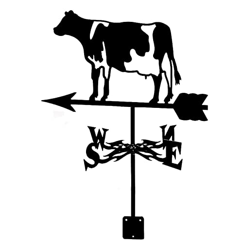 Weathervane - Cows Weather Vane Measuring Tools Retro Wind Vane Weather Vane Roof Mounted Wind Direction Indicator for Sheds Garden Mount Yard Barns Decoration