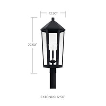 Capital Lighting 926934BK Ellsworth Clear Glass Outdoor Post Lantern, 3-Light 180 Total Watts, 28" H x 13" W, Black