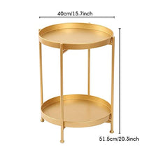 2-Layer Coffee Table Nordic Iron Round Coffee Side Table Non-Slip Foot pad Removable Tray Outdoor Small Table (Color : Argento) (Argento)