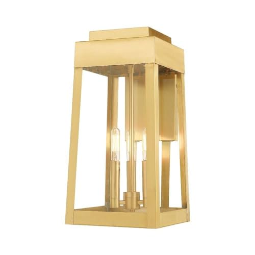 Livex Lighting 20855-12 Oslo - 3-Light Outdoor Wall Lantern, Satin Brass