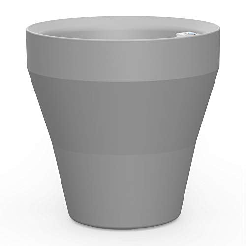 Crescent Garden TruDrop Rim Modern Self Watering Planter with Water Level Indicator, Indoor/Outdoor Weather-Safe Round Plant Pot, Grow Healthy Plants & Flowers - 26" W (Ash)