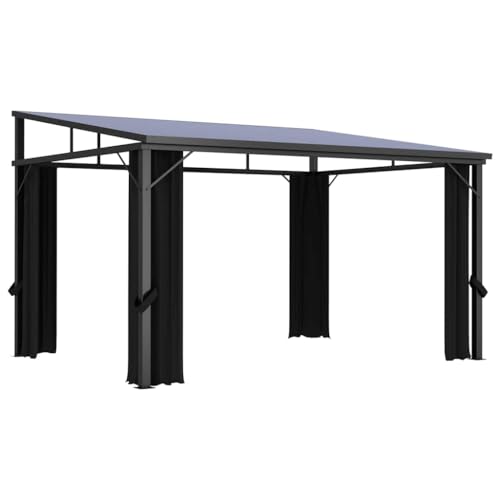 HKTMGDNG 13.3'x9.6' Gazebo with Curtains, Anthracite Patio Canopy