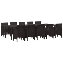Brown Rattan Outdoor Dining Set 11-Piece with Cushions, Patio Garden Furniture Set for 10-12 People, UV Resistant All-Weather Poly Rattan Table and Chairs, Modern Ergonomic Design for Backyard