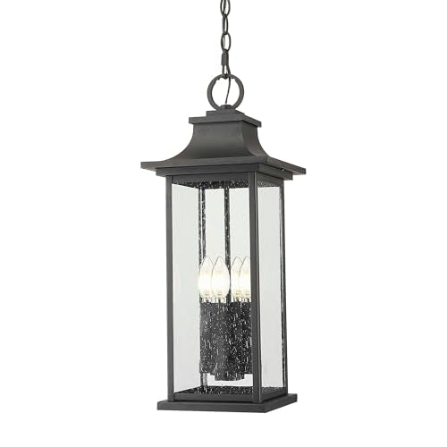Z-Lite 5017CHB-BK Tiberius - 4 Light Outdoor Chain Mount Pendant-22.75 Inch Tall and 9 Inch Wide