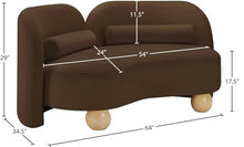 Meridian Furniture 44002Brown-L Daphne Collection Art Deco Loveseat with Rich Brown Velvet Fabric, Solid Wood Ball Legs, Solid Wood Inner Frame, 64" W x 34.5" D x 29" H, Brown