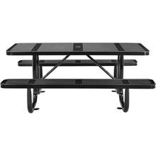 Global Industrial 72" Rectangular Perforated Metal Outdoor Picnic Table, Black