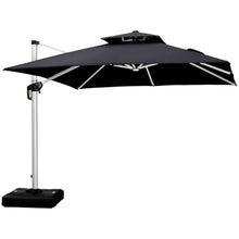 10' x 10' Square Solar Powered LED Lighted Cantilever Umbrella,Black