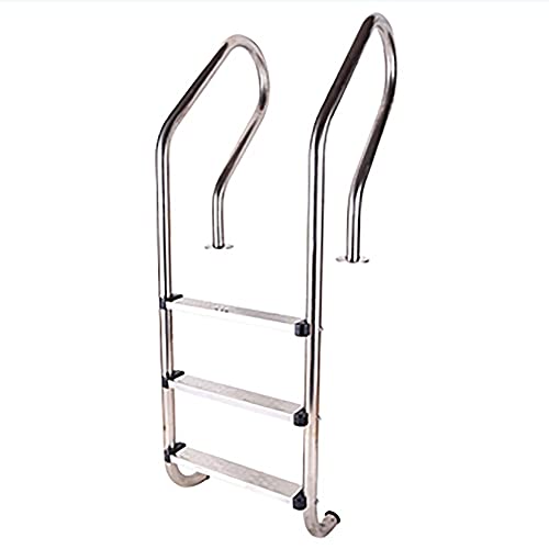 Swimming Pool Handrail 304 Stainless Steel Pool Stair Railing with 3 Non-Slip Steps for Indoor and Outdoor Private Pool Ladder/Silver / 1mm (Silver 1mm) (Silver 1.2mm)