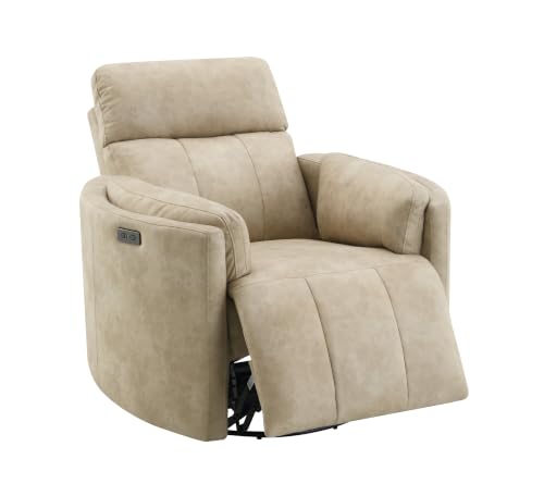 Acme Elison Power Motion Glider Recliner w/Swivel in Dark Beige Polished Microfiber