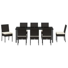 LKJephalotrope 9-Piece Patio Dining Set, Black Rattan Outdoor Table and 8 Chairs, Powder-Coated Steel Frame Garden Furniture Set for Backyard and Deck, 8-Person Capacity