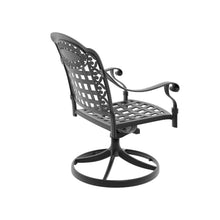 Cast Aluminum Patio Swivel Chair 6PCS With Black Frame and Blue Cushions