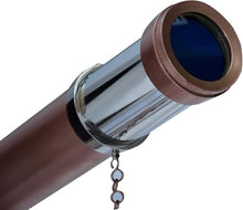 Antiqueex Vintage Maritime Telescope Chrome/Copper on Adjustable Wooden Tripod