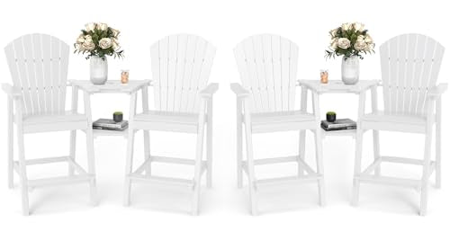 FOOWIN Tall Adirondack Chairs Set of 4 with Double Connecting Trays