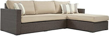 Serta Laguna Brown Wicker Outdoor Storage Sectional Sofa, Patio Furniture Set with Beige Cushions for Backyard or Deck